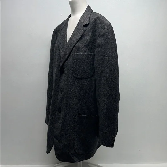 Ermenegildo Zegna Soft Pure Cashmere Blazer Jacket Coat Black Gray Men's US 42 R